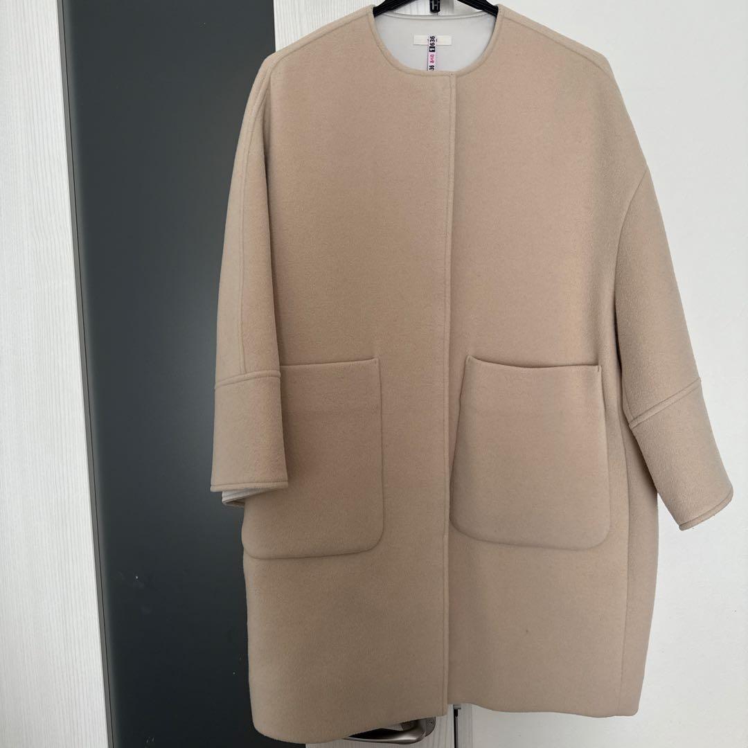 yori ヨリ ウールノーカラーコート オーバーサイズ アイボリー