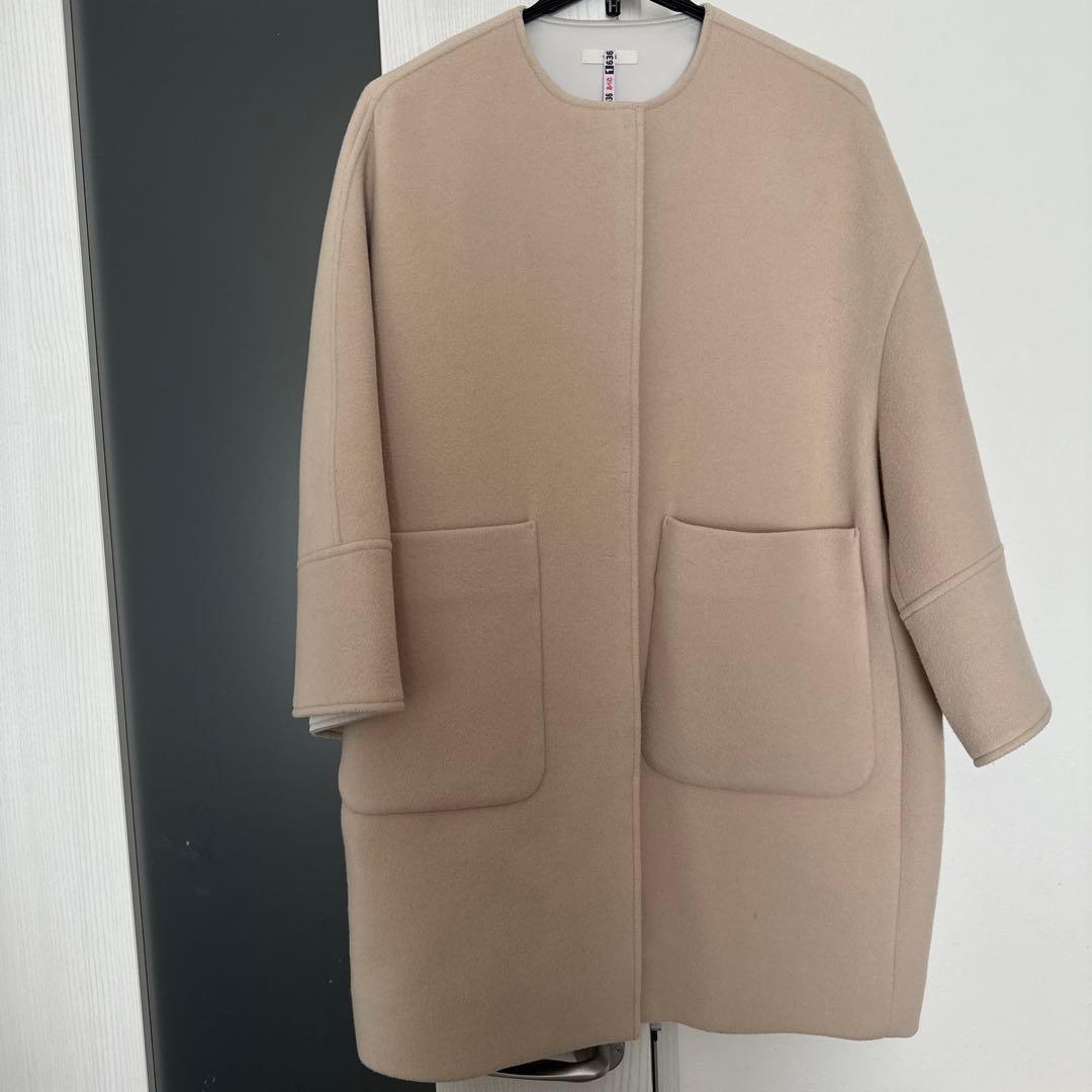 yori ヨリ ウールノーカラーコート オーバーサイズ アイボリー