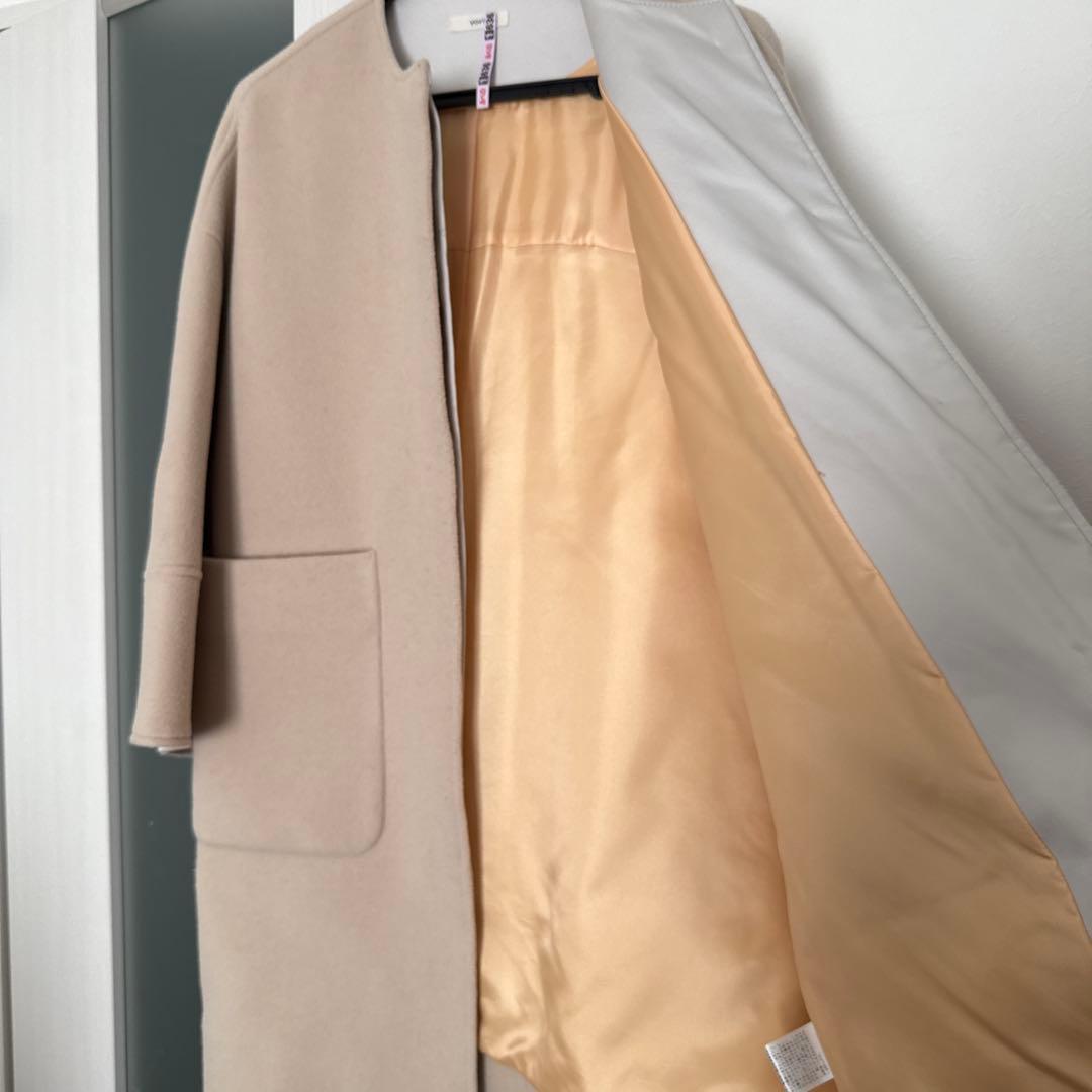 yori ヨリ ウールノーカラーコート オーバーサイズ アイボリー