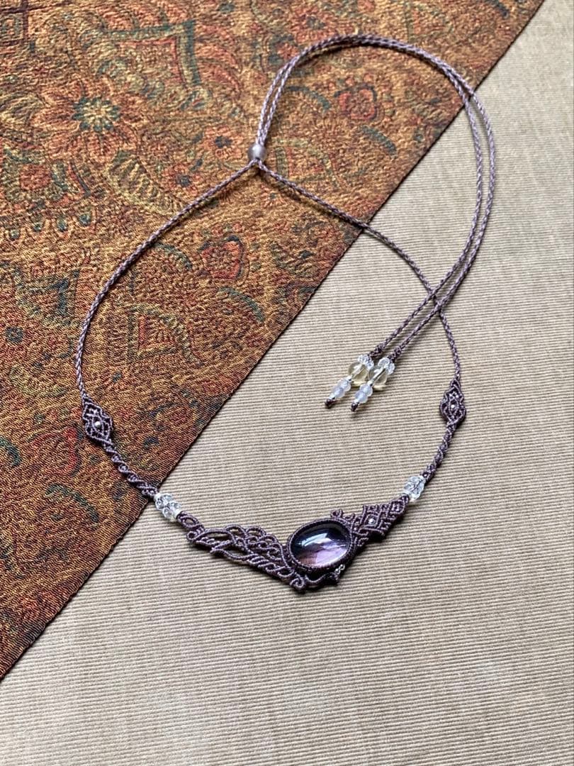 アメジスト　マクラメネックレス