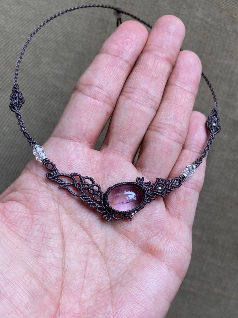 アメジスト　マクラメネックレス