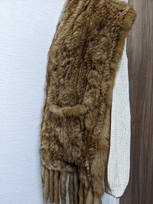 A910　ロシアンセーブル　ニッティング　ポケット付　ショール　マフラー　毛皮
