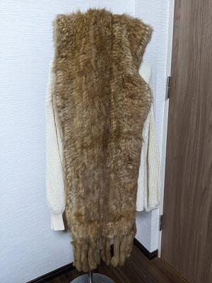 A910　ロシアンセーブル　ニッティング　ポケット付　ショール　マフラー　毛皮