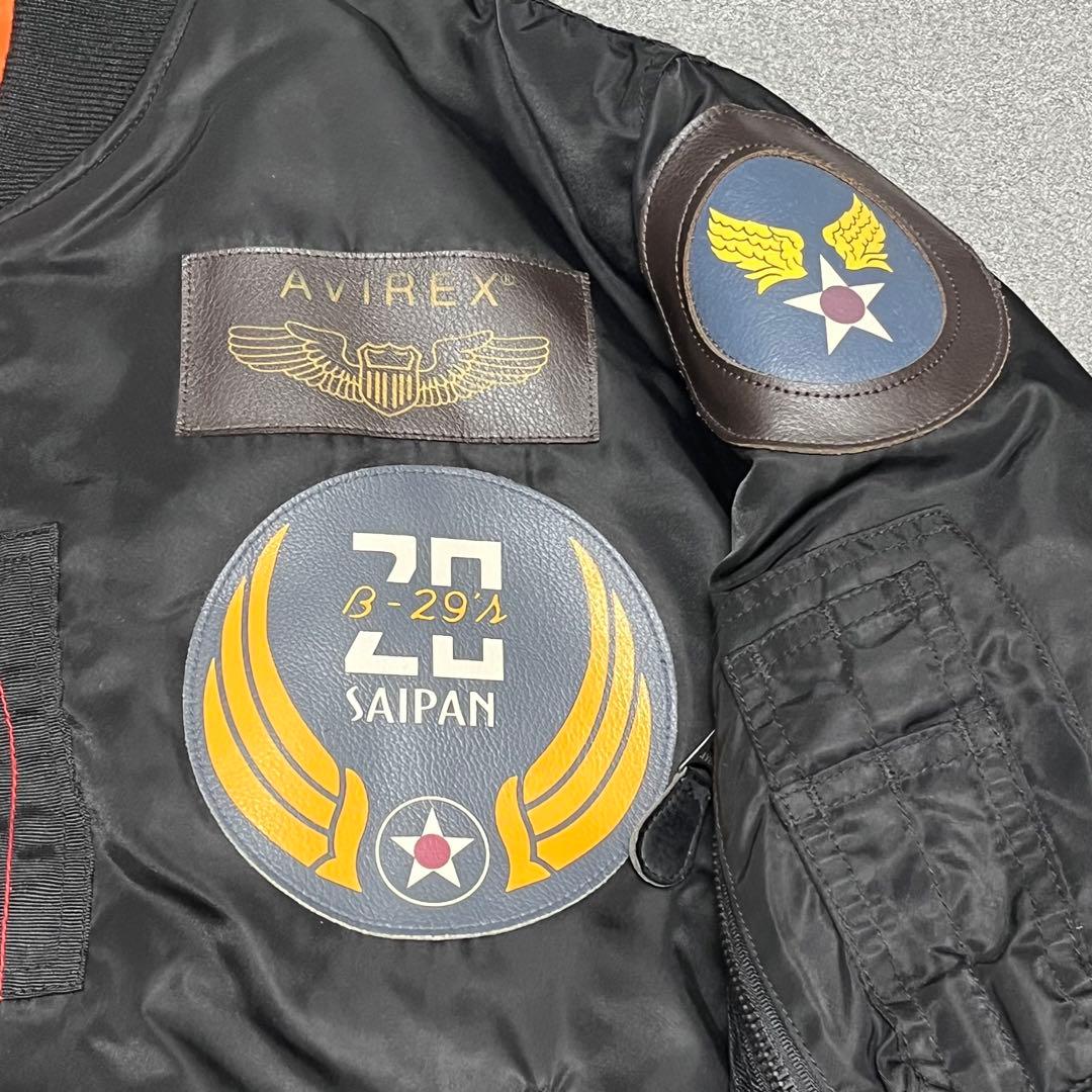456 AVIREX ワッペン多数 B-29 SAIPAN 黒×橙裏地 XL - メルカリ