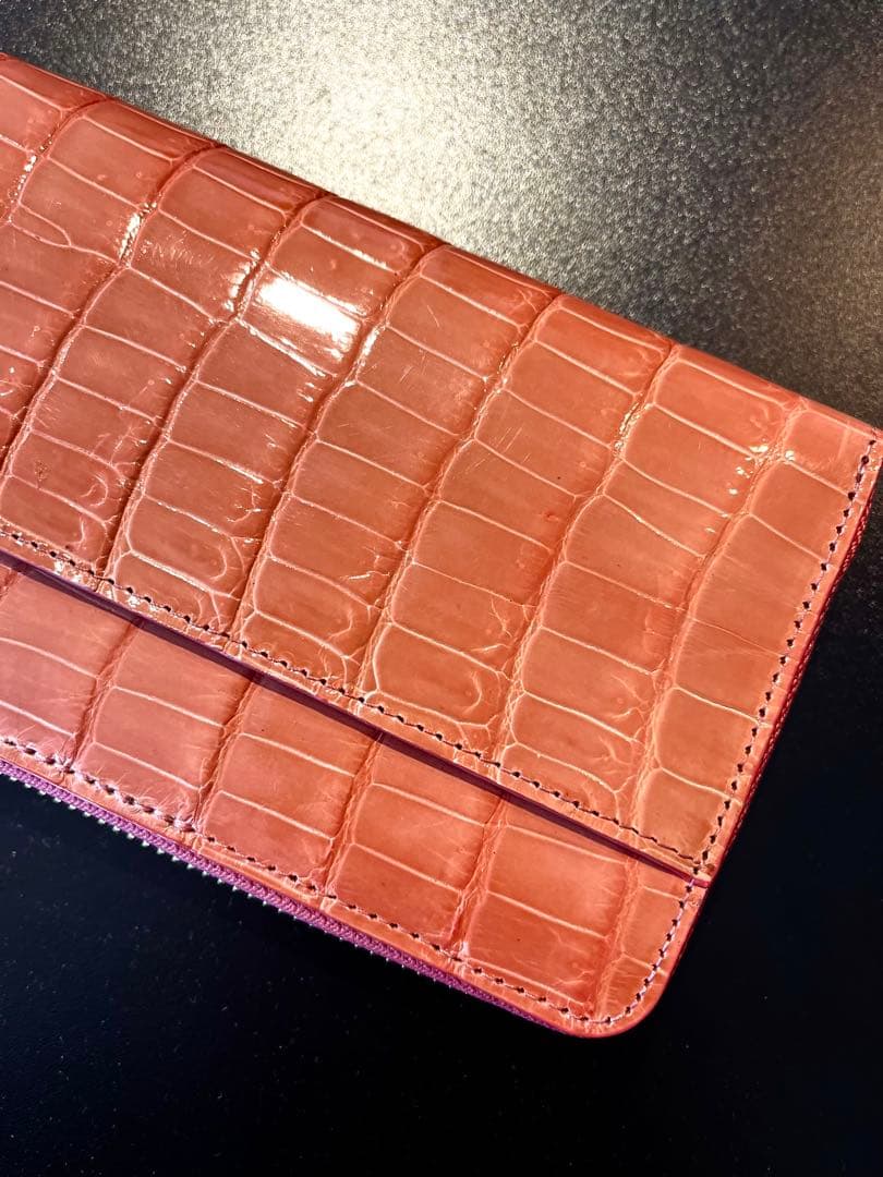 ヘンローン社製 クロコダイルシャイニー ワニ革ロングウォレット