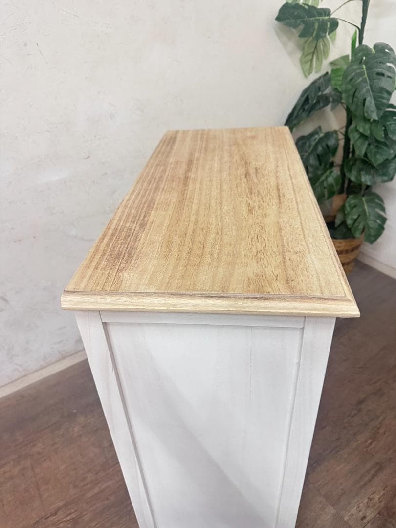 あちゃ　引き取り限定　アンティーク調　キャビネット　食器棚　シャビー