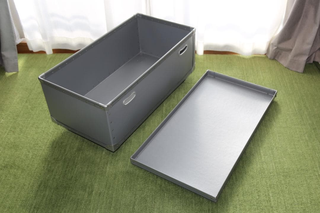 【中古】フタ・キャスター付き　収納ケース　幅84×奥46×高36　②