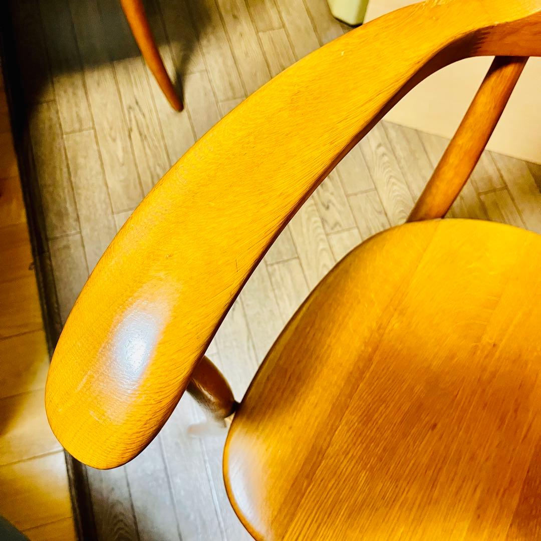 【美品】飛騨産業 HIDA クレセントアームチェア ウォールナット キツツキ①