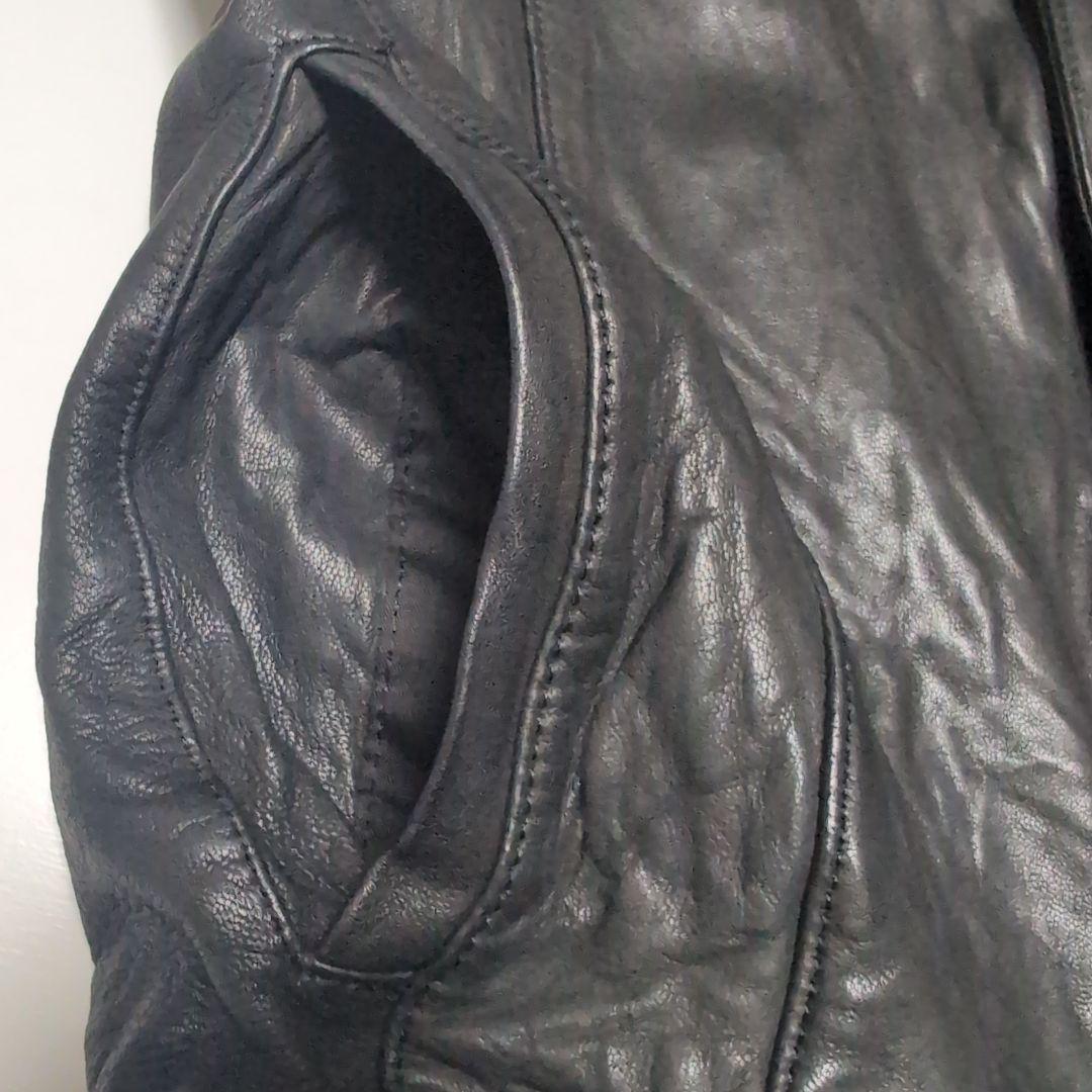 フォーバレー　レザージャケット　ライダースジャケット　ジップアップ　パーカー　黒