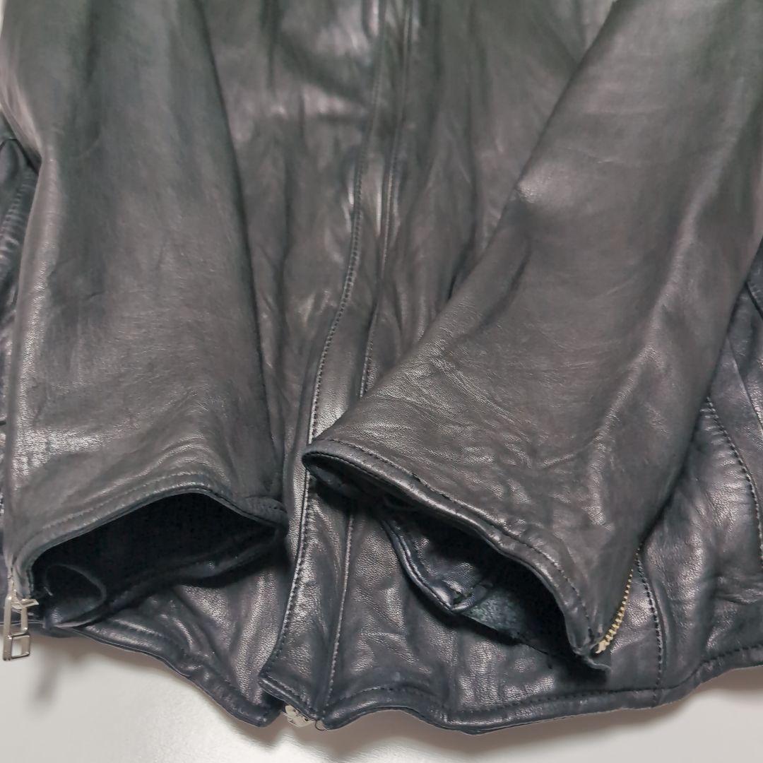 フォーバレー　レザージャケット　ライダースジャケット　ジップアップ　パーカー　黒