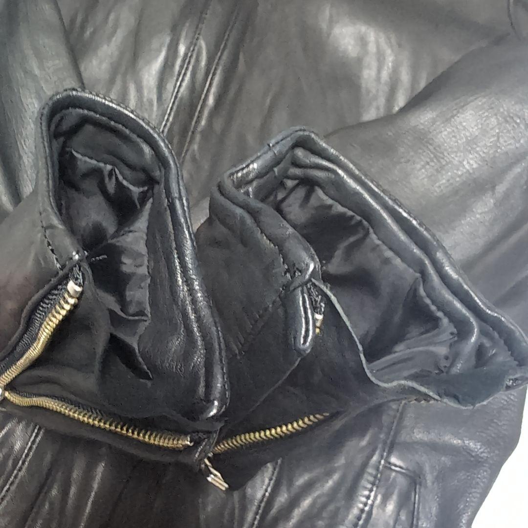 フォーバレー　レザージャケット　ライダースジャケット　ジップアップ　パーカー　黒