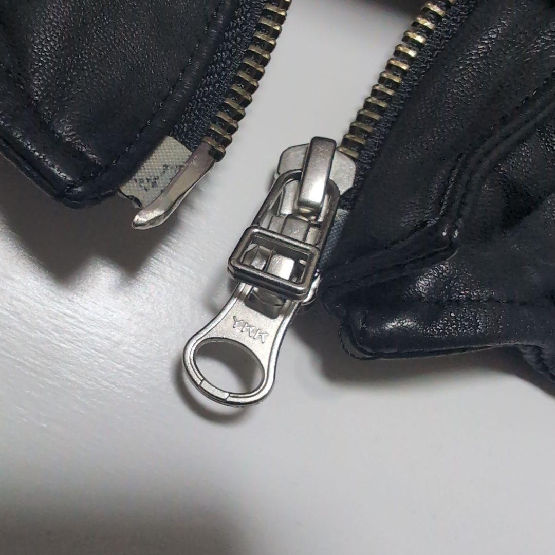 フォーバレー　レザージャケット　ライダースジャケット　ジップアップ　パーカー　黒