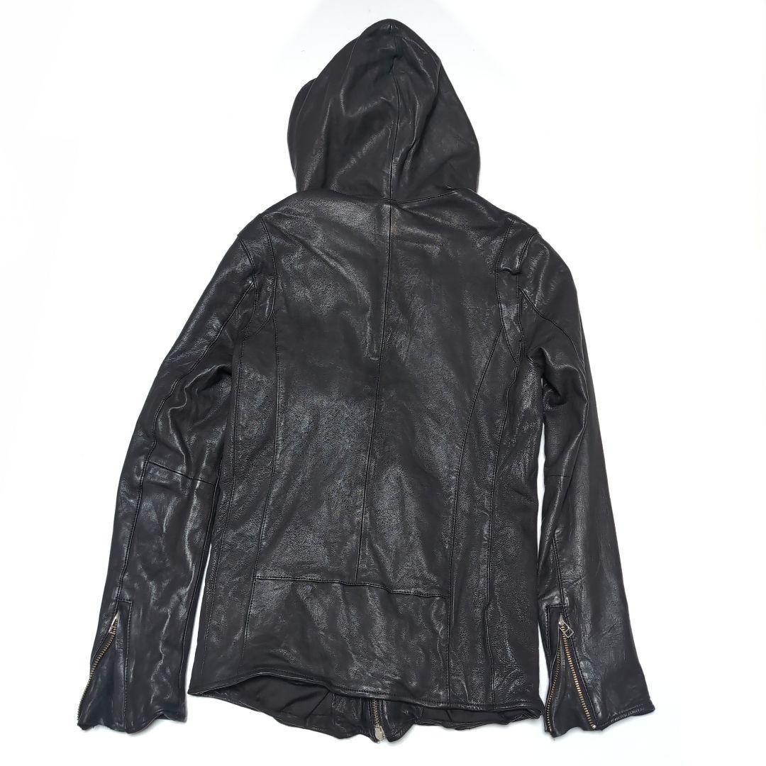 フォーバレー　レザージャケット　ライダースジャケット　ジップアップ　パーカー　黒