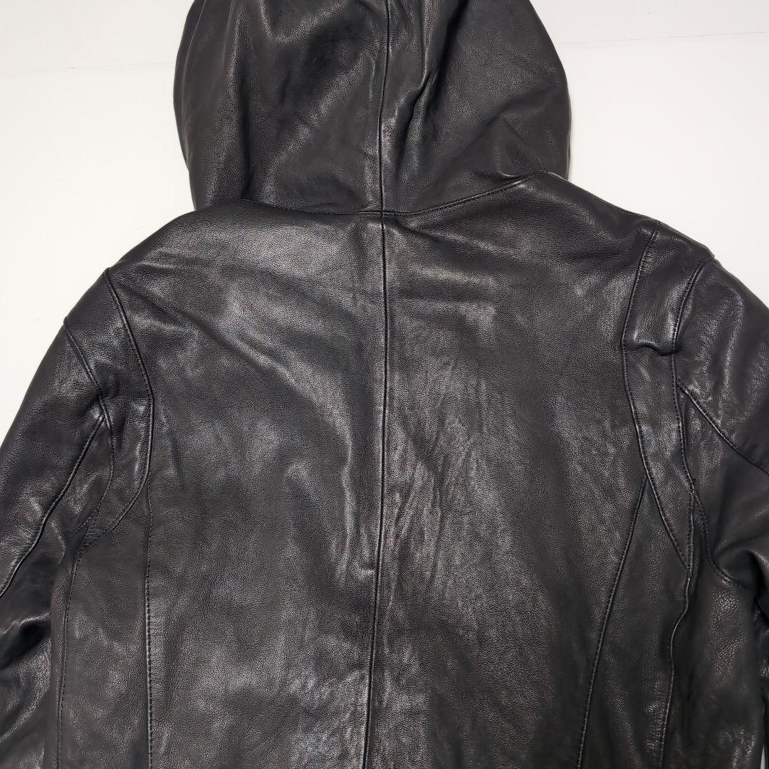 フォーバレー　レザージャケット　ライダースジャケット　ジップアップ　パーカー　黒