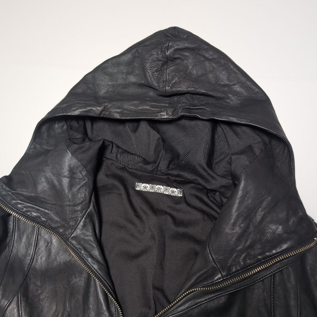 フォーバレー　レザージャケット　ライダースジャケット　ジップアップ　パーカー　黒