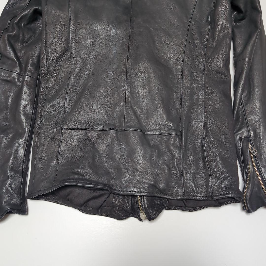 フォーバレー　レザージャケット　ライダースジャケット　ジップアップ　パーカー　黒