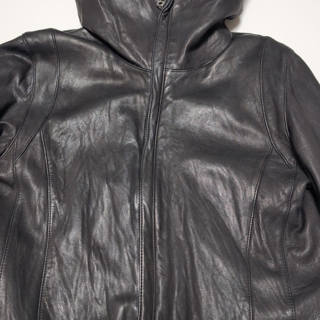 フォーバレー　レザージャケット　ライダースジャケット　ジップアップ　パーカー　黒