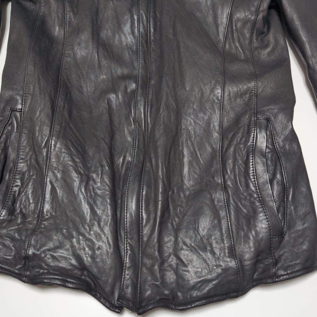 フォーバレー　レザージャケット　ライダースジャケット　ジップアップ　パーカー　黒