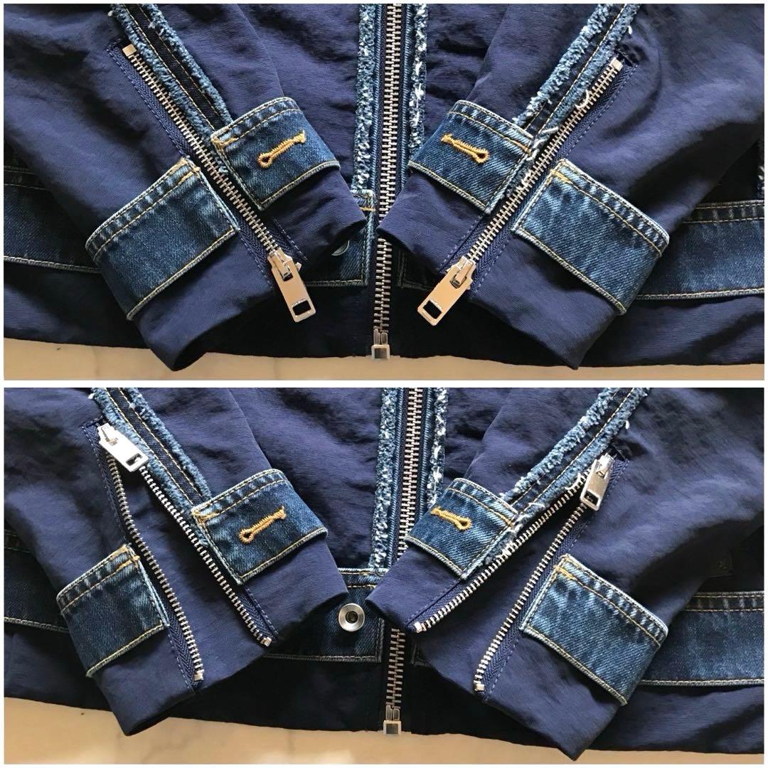 新品タグ付き/XL相当✨ディーゼル ライダース デニム切り替え 裏地ブルー 現行