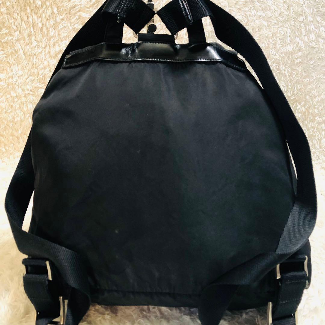 美品✨プラダ ナイロンリュックサック バックパック 三角プレート ブラック