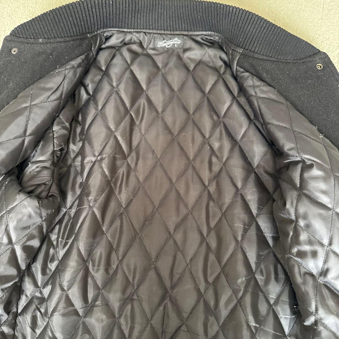 ナインマイクロフォンズ スタジャン 袖レザー PTP K 黒 刺繍 L