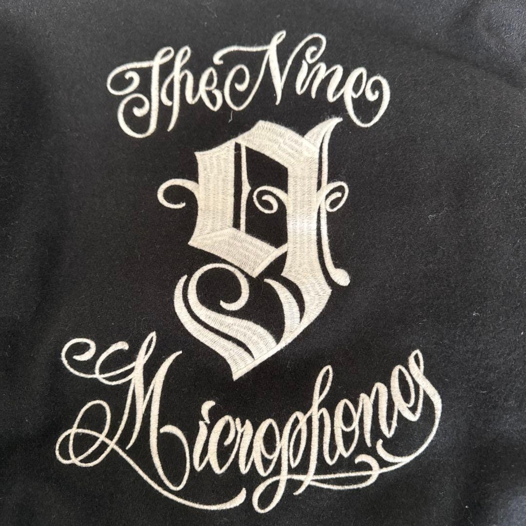 ナインマイクロフォンズ スタジャン 袖レザー PTP K 黒 刺繍 L