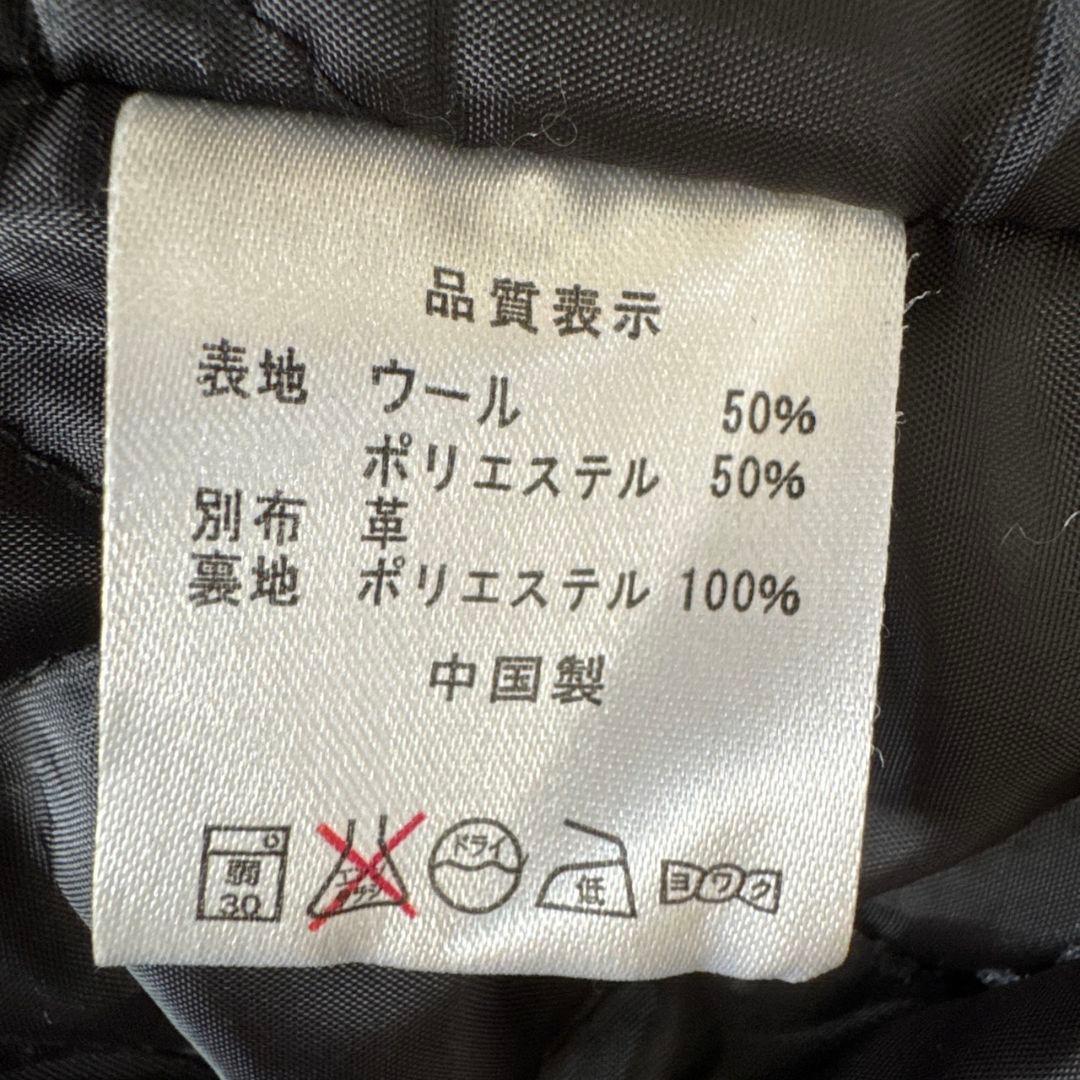 ナインマイクロフォンズ スタジャン 袖レザー PTP K 黒 刺繍 L