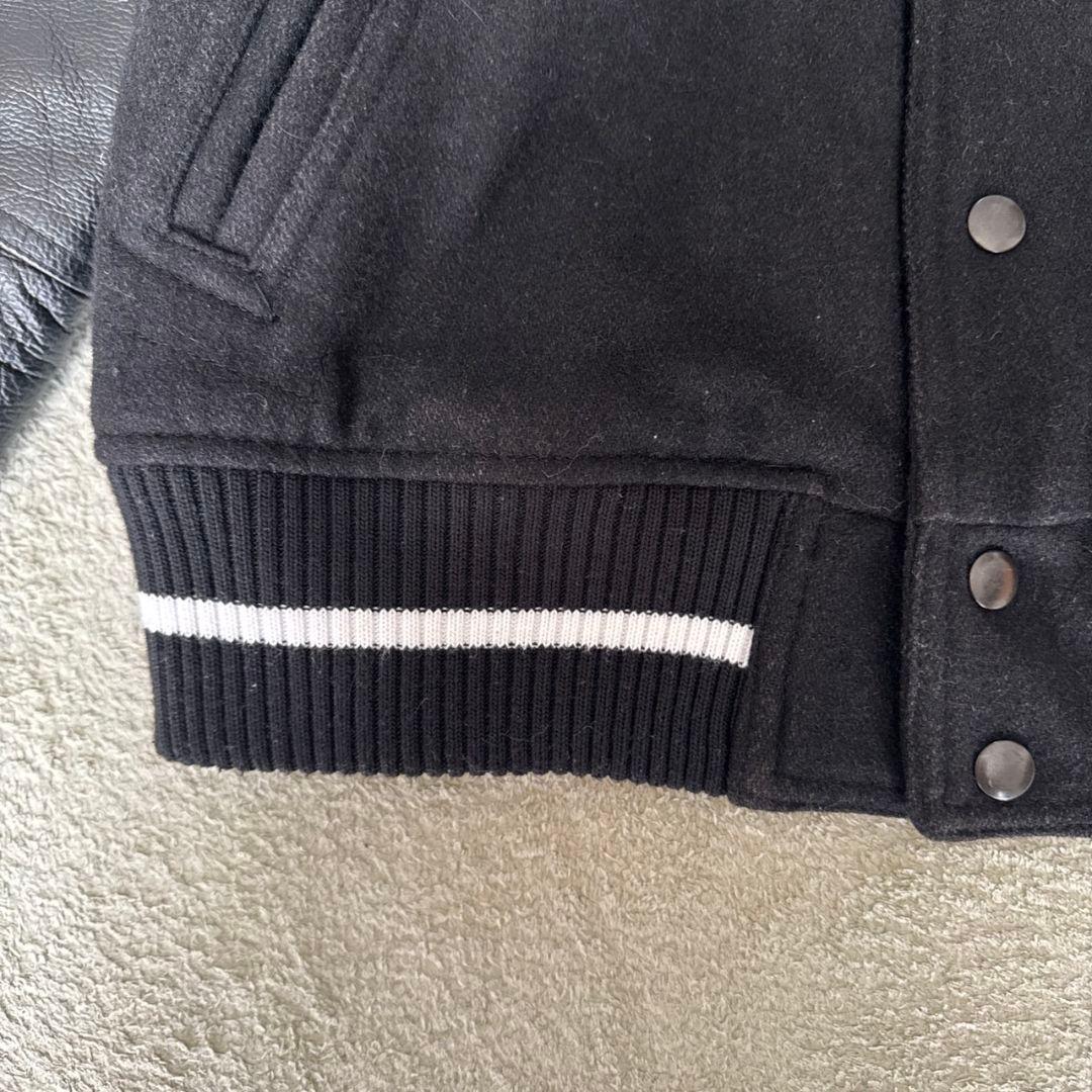 ナインマイクロフォンズ スタジャン 袖レザー PTP K 黒 刺繍 L