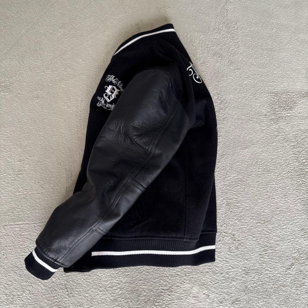 ナインマイクロフォンズ スタジャン 袖レザー PTP K 黒 刺繍 L