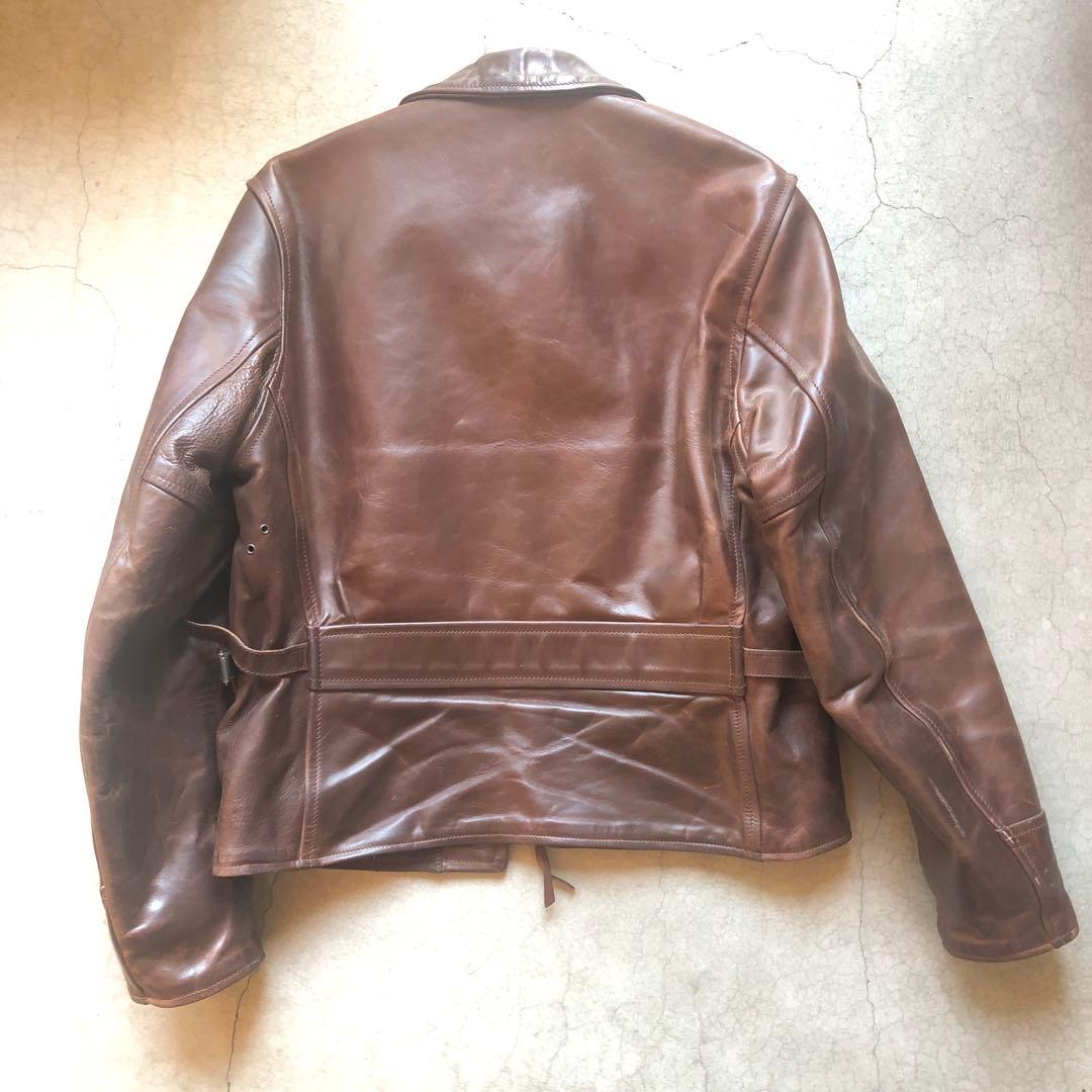 エアロレザー　ハーフベルト　シングルライダースジャケット 34 ブラウン