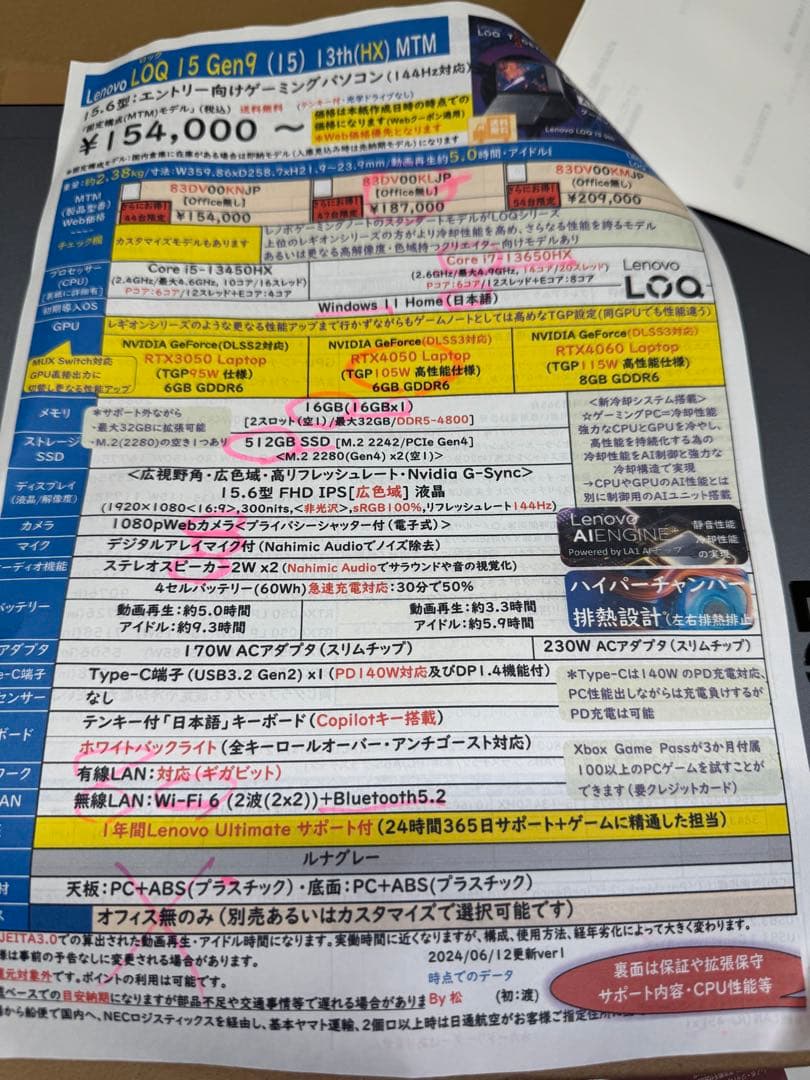 Lenovo LOQ 15IRX9 ノートPC LUNA GREY