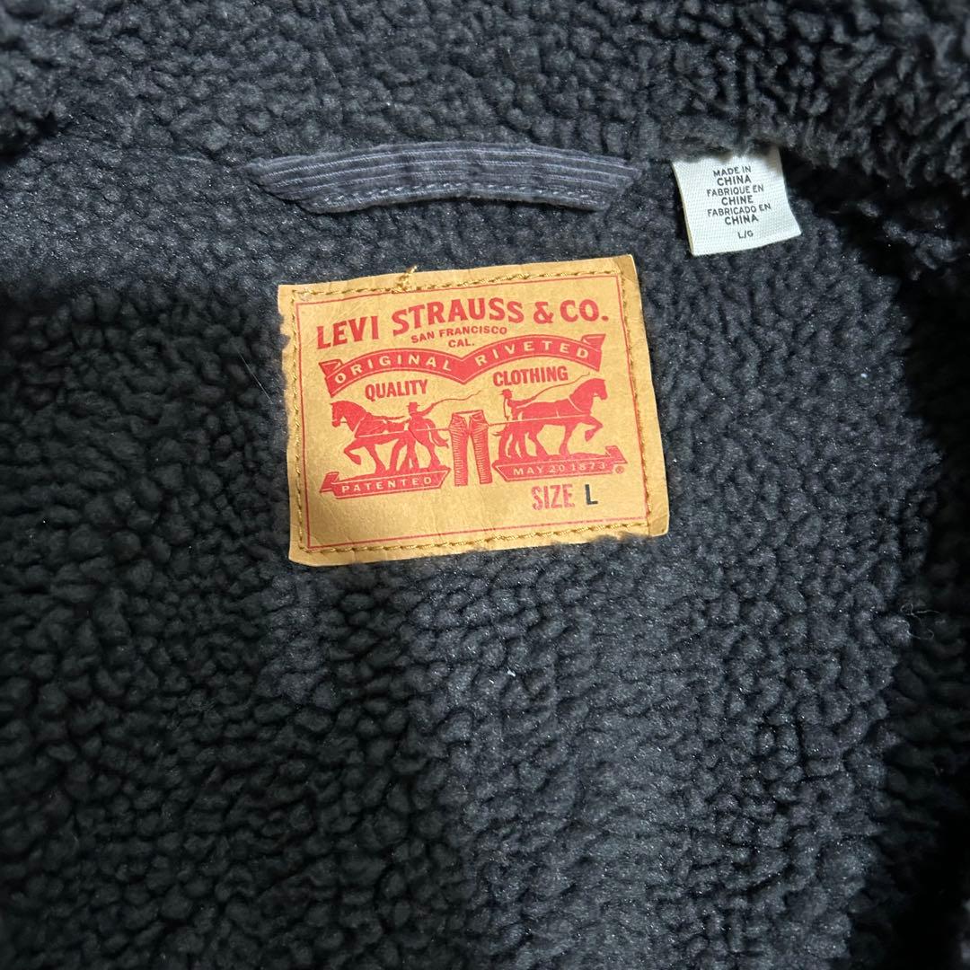 Levi'sリーバイスシェルパトラッカージャケット裏ボア短丈チャコールグレーL