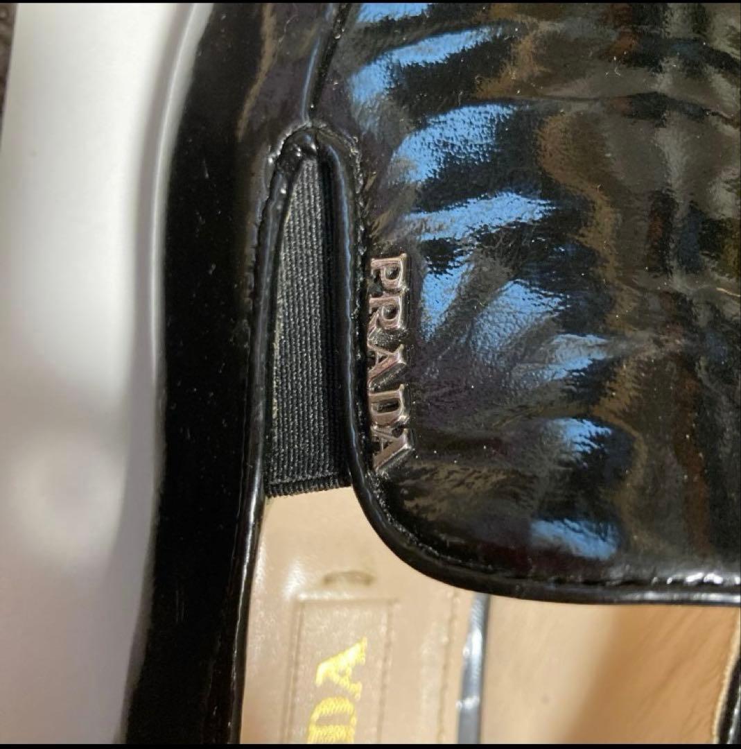 PRADA ブラックレザー ローファー　10736E 37 1/2