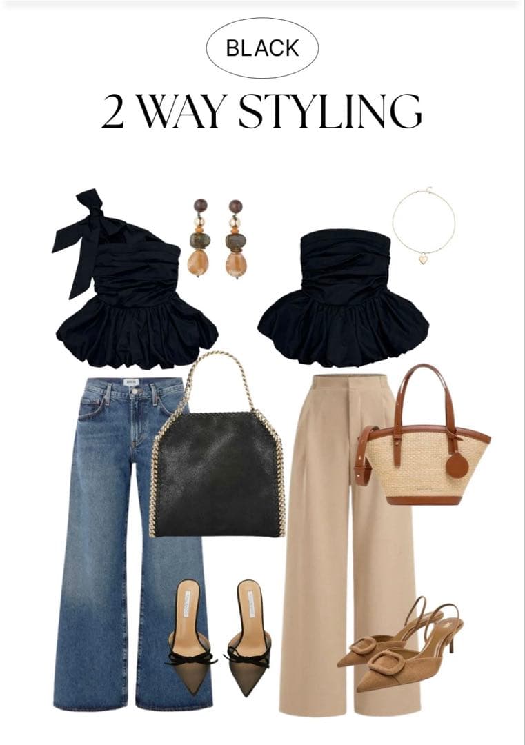 トップス RANCLIC 2way ribbon peplum top