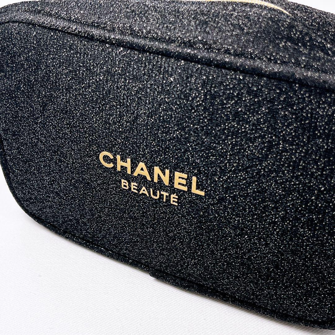 美品 CHANEL ポーチ ノベルティ 黒 シャネル グリッター仕上げ