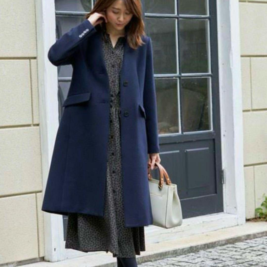 ANAYI アナイ ライトビーバー Vカラー コート ネイビー - メルカリ