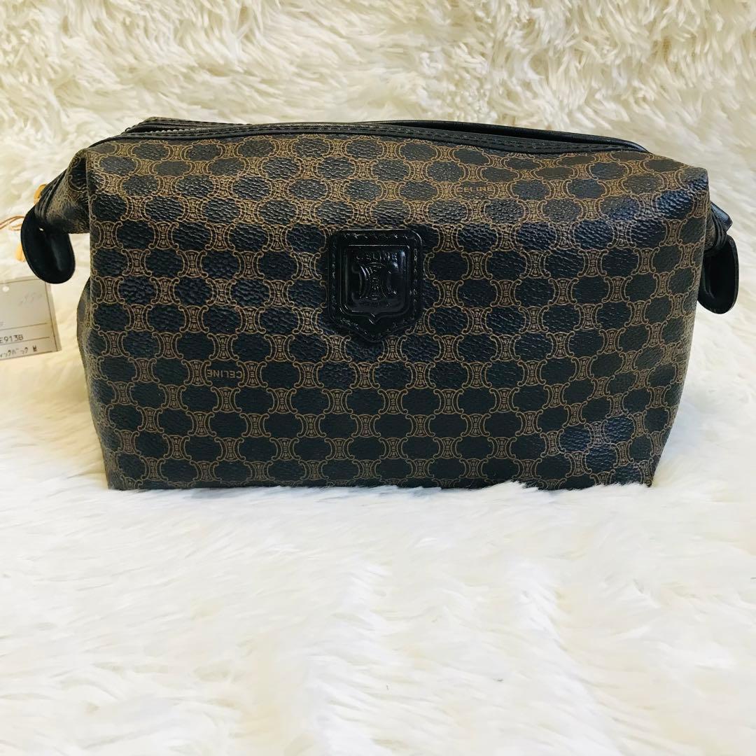 【未使用品】セリーヌ ポーチ 黒マカダム PVC トリオンフ タグ付き