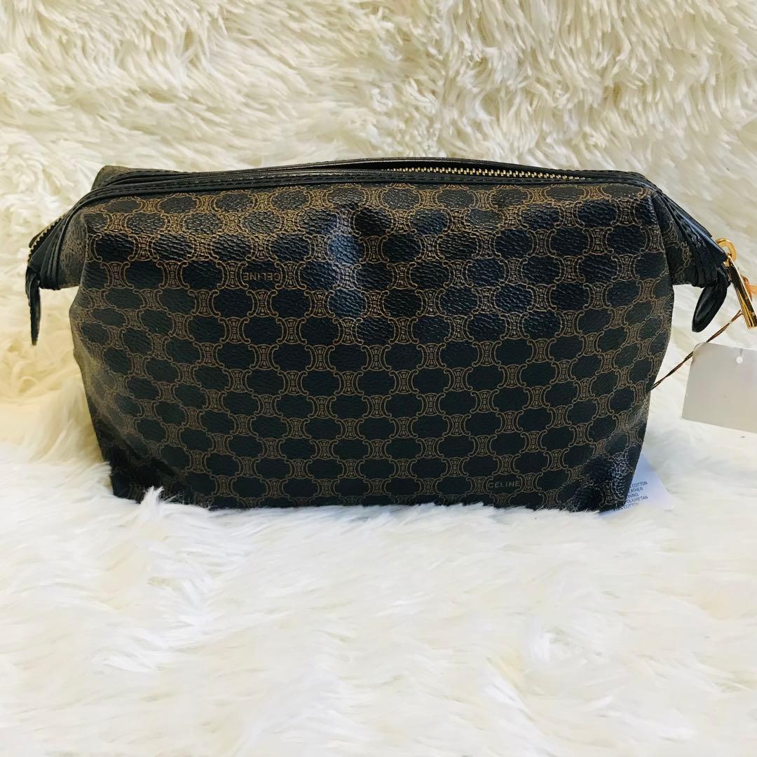 【未使用品】セリーヌ ポーチ 黒マカダム PVC トリオンフ タグ付き