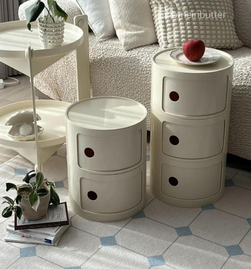 新品 円柱 ラック クリームホワイト 3段 韓国 インテリア 北欧 モダン