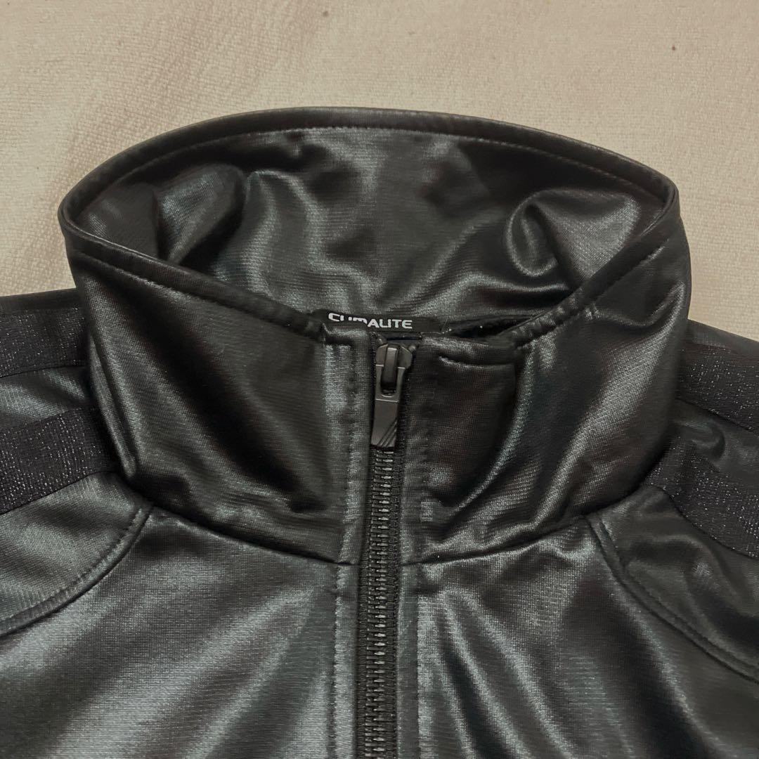 h33)美品アディダストラックジャケット　レザー調　クライマライトL〜LLサイズ