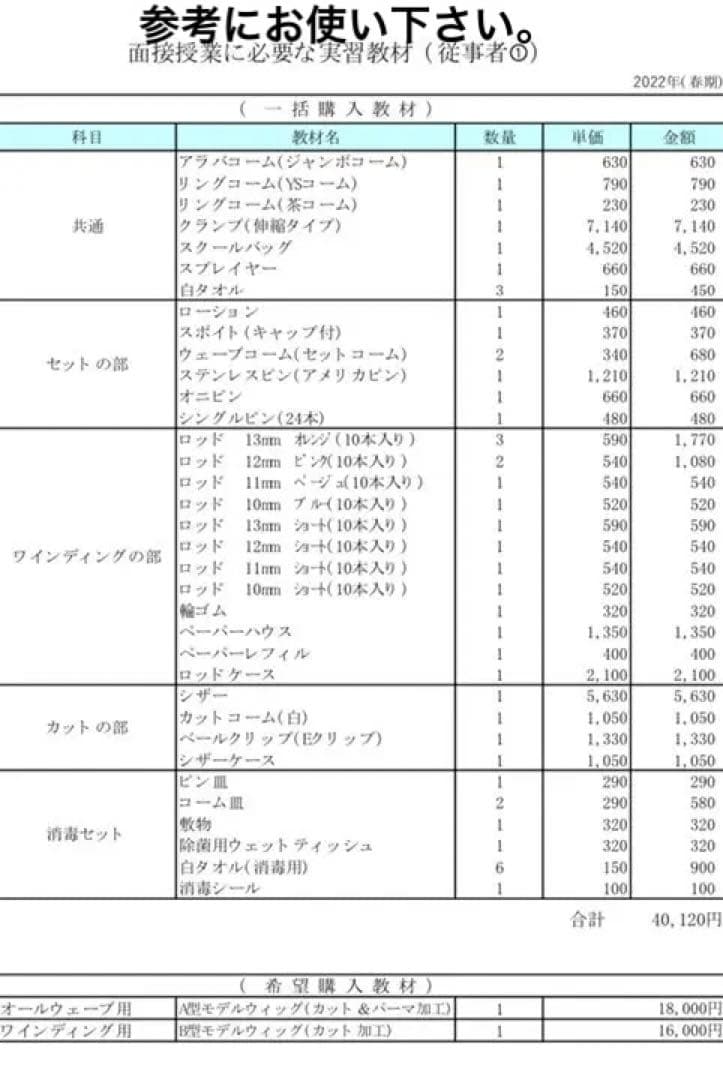 美容国家試験一式セット　美容学生　美容通信生　合格
