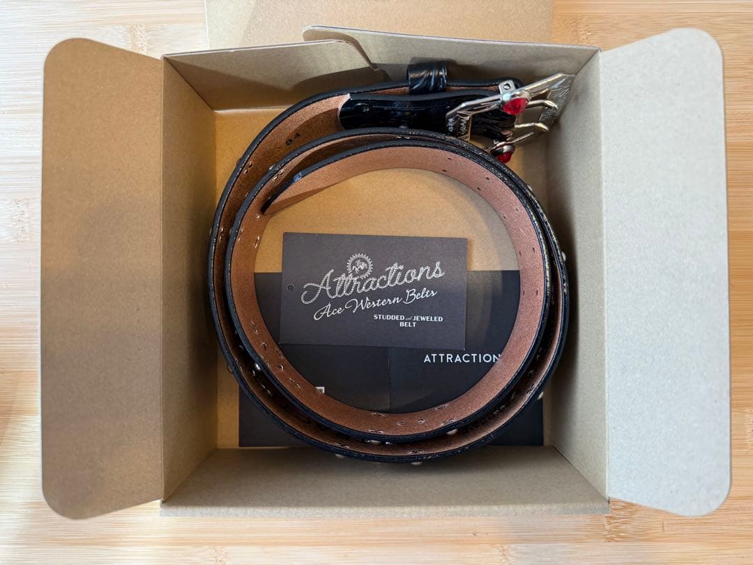 ⭐️新品未使用⭐️アトラクションズ×エースウエスタンベルト⭐️ブラックレザー⭐️34