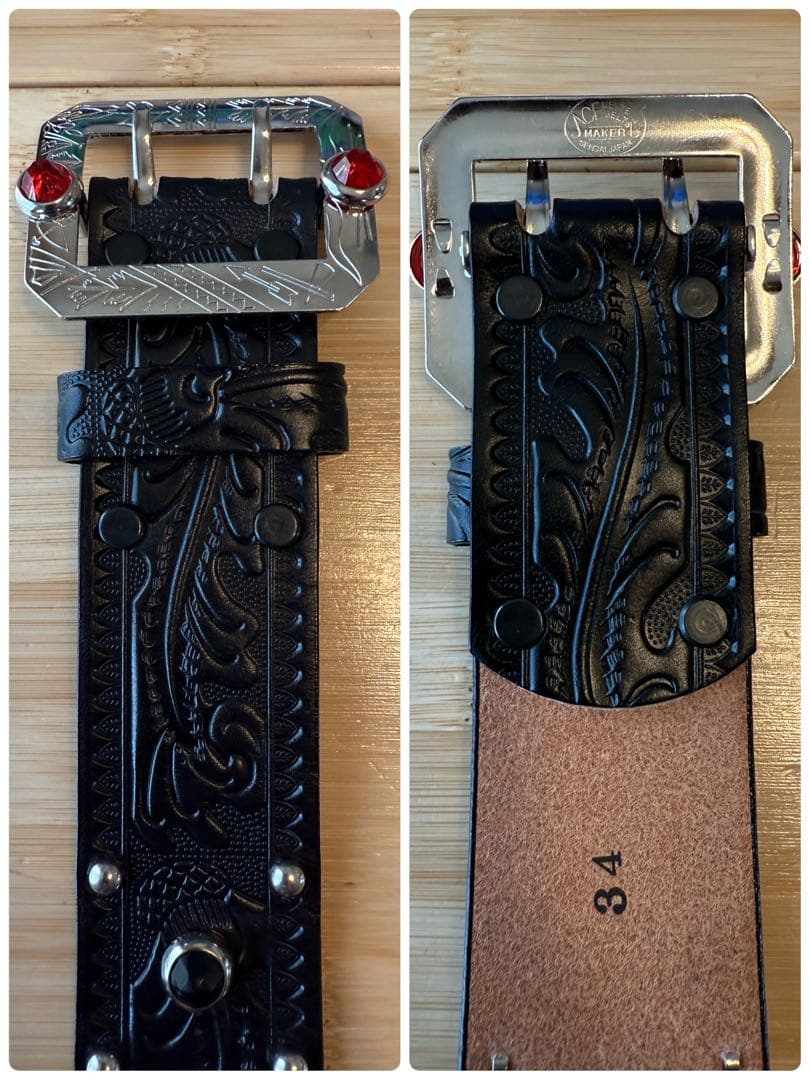 ⭐️新品未使用⭐️アトラクションズ×エースウエスタンベルト⭐️ブラックレザー⭐️34