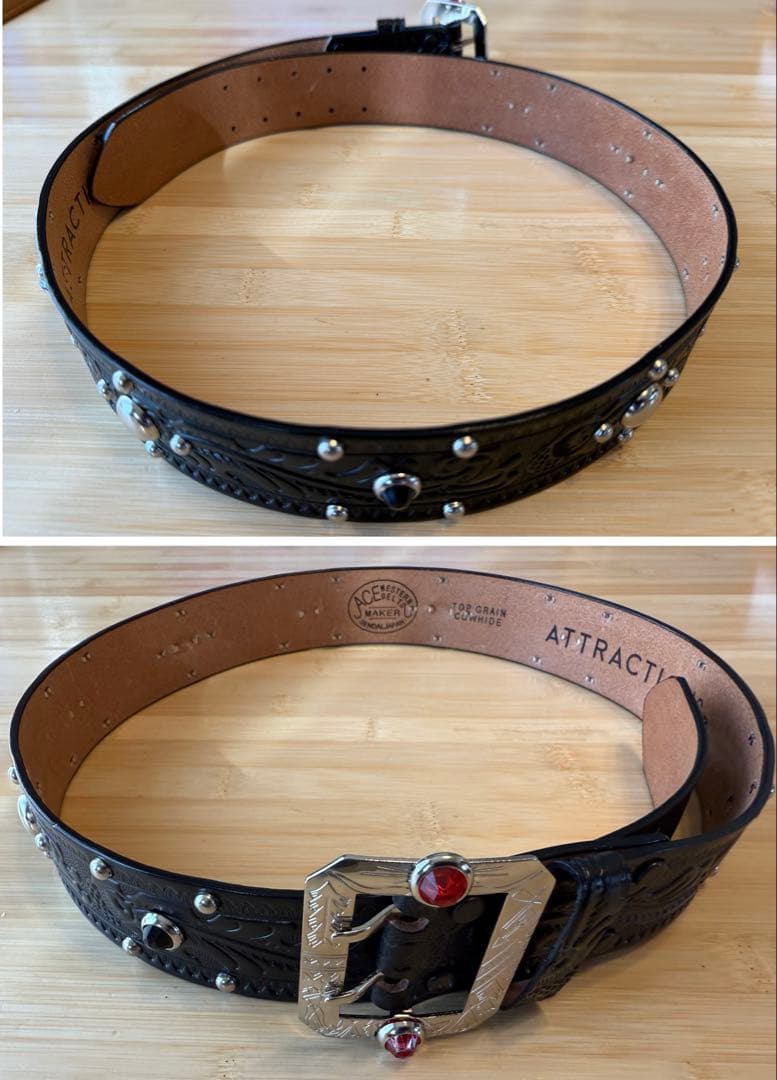 ⭐️新品未使用⭐️アトラクションズ×エースウエスタンベルト⭐️ブラックレザー⭐️34