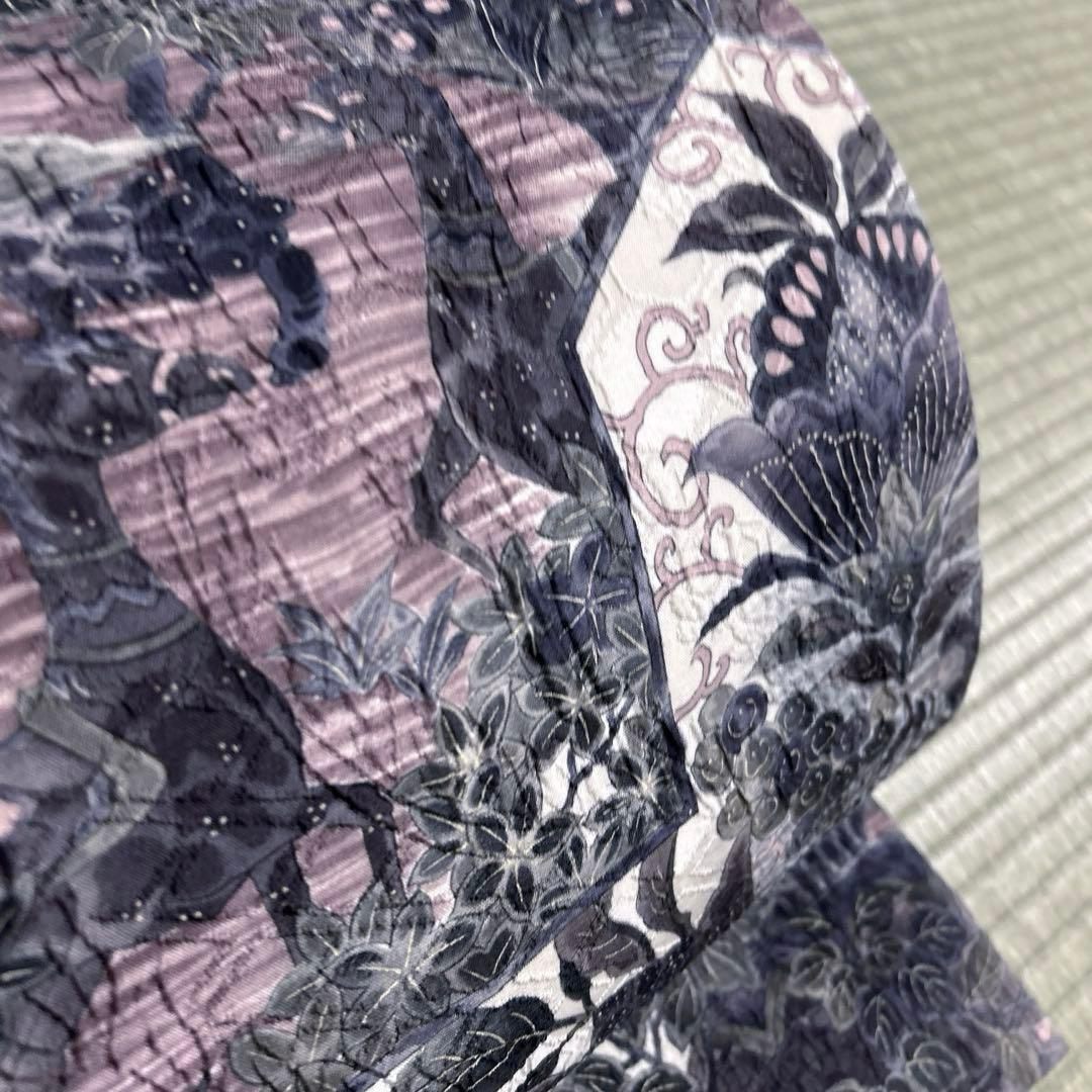 正絹　西陣織【渡文】全通袋帯《纐纈　花　鳥》