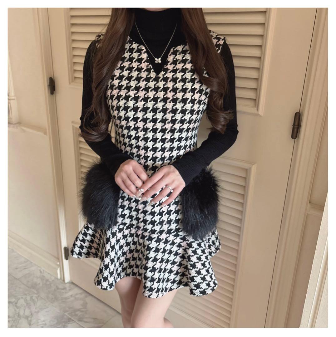 lumignon ルミニョン ワンピース 千鳥柄 - メルカリ