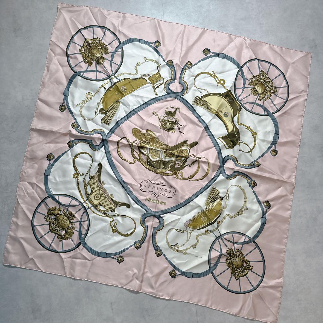 HERMES エルメス スカーフ カレ90 シルク SPRINGS ピンク - メルカリ