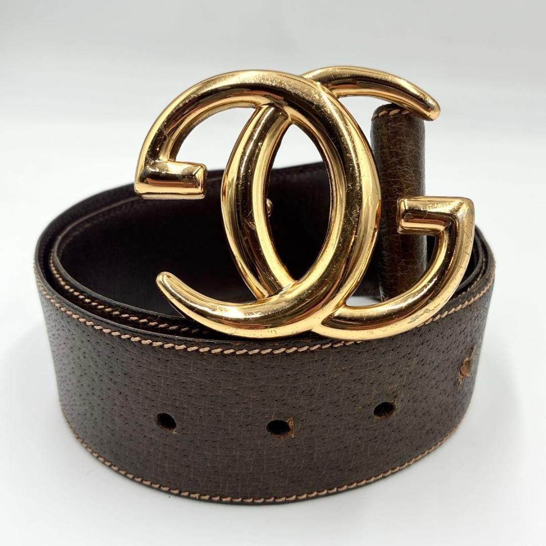 正規品 GUCCI オールドグッチ インターロッキング ベルト ゴールド 茶色系