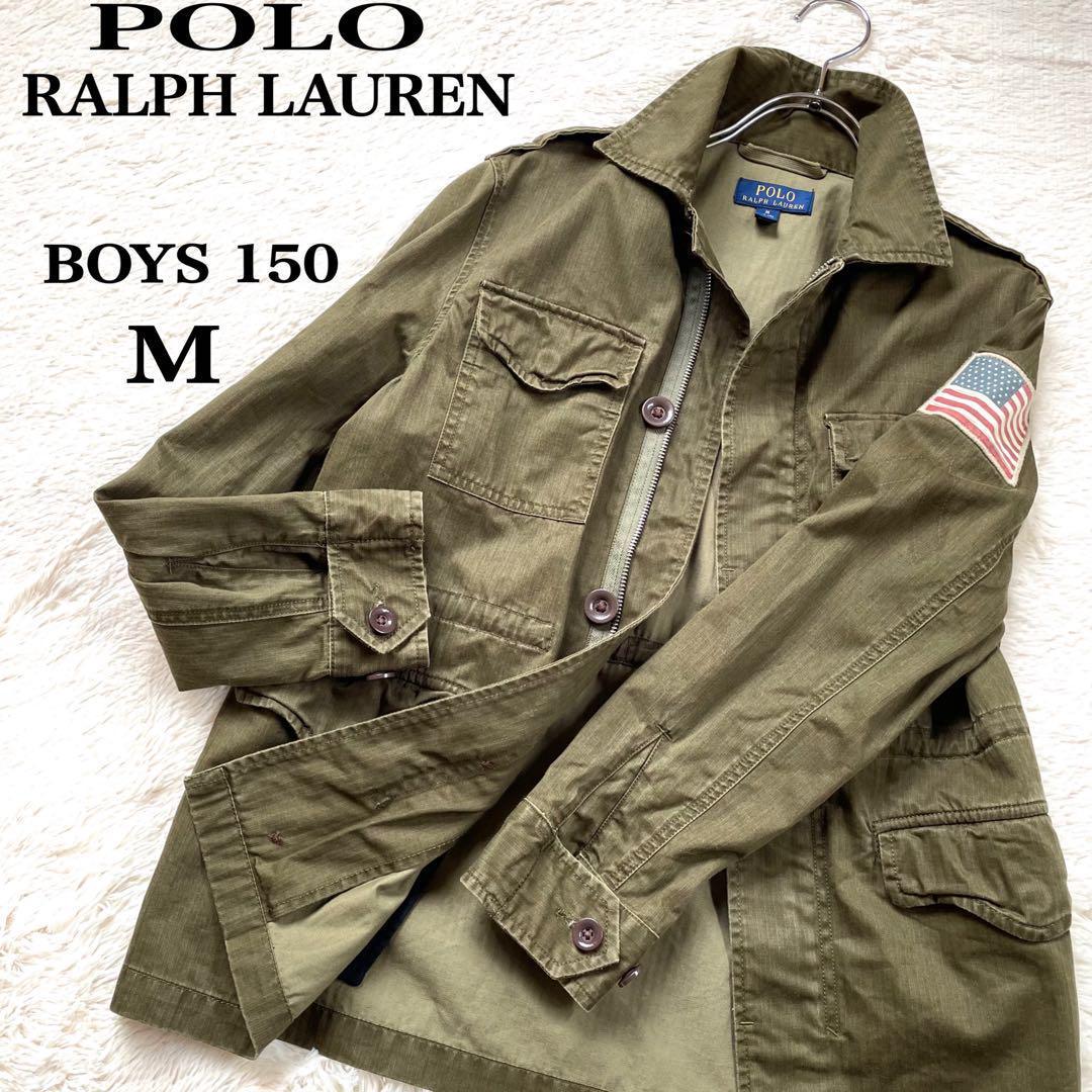 現行品美品ポロラルフローレンミリタリージャケットワッペンオリーブM