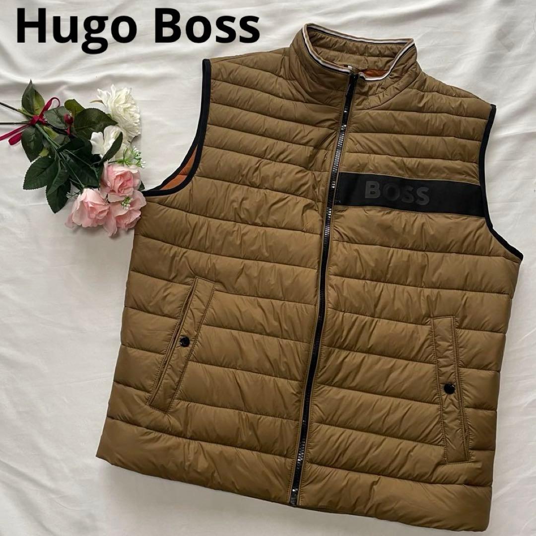 完売】撥水 ヒューゴボス Hugo Boss ダウンベスト ブラウンロゴ - メルカリ